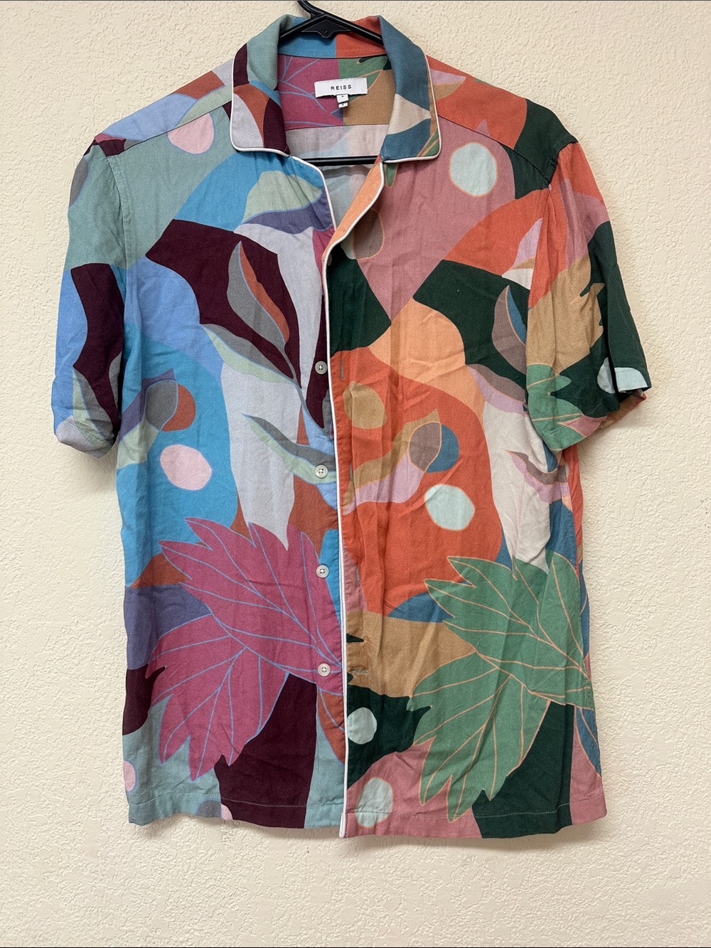 Reiss womans Floral Abstract Button-Up Shirt size S